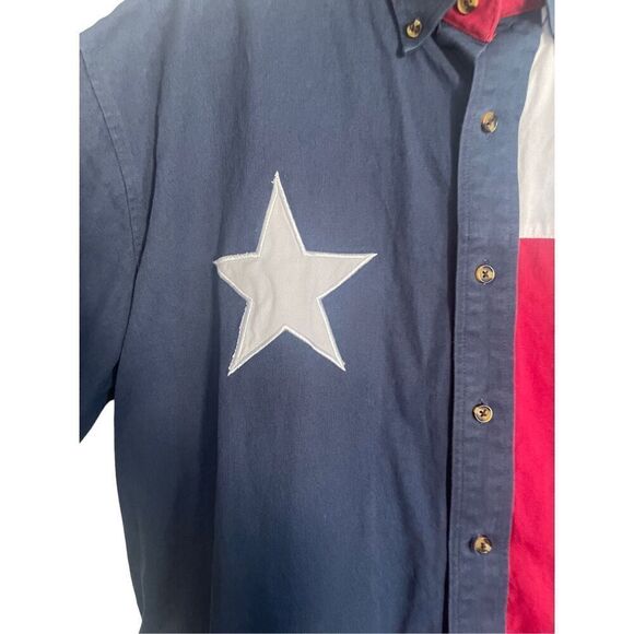Gibson Mens Multicolor USA Texas Flag Lone Star Short Sleeve Button Down Shirt X - Picture 4 of 12